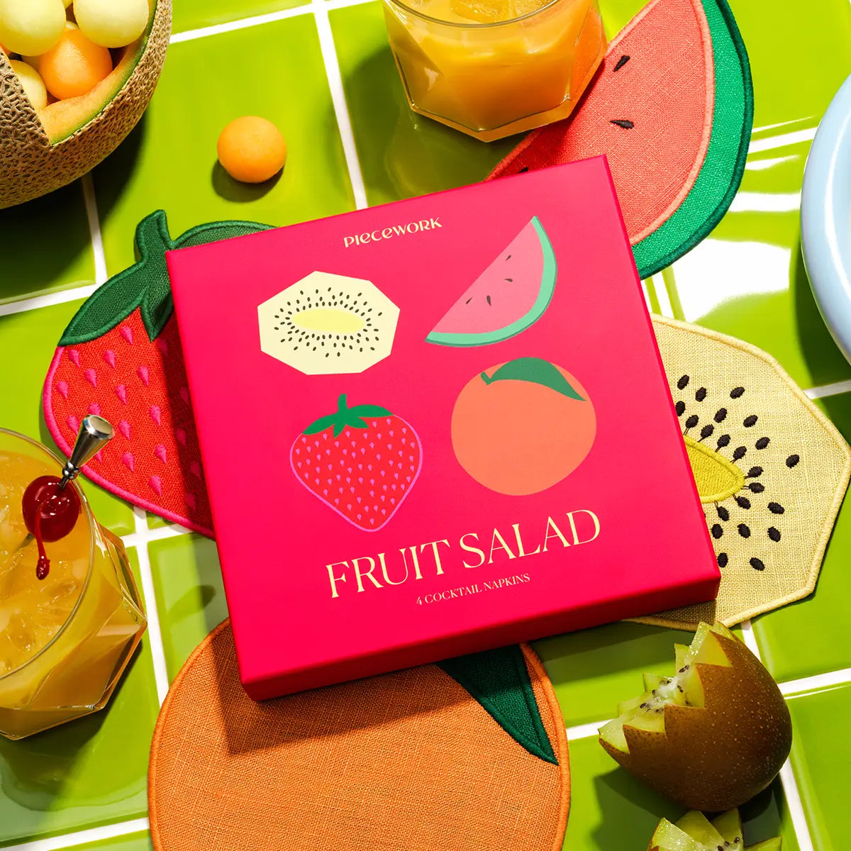 Fruit Salad Coasters from Piecework - Set of 4