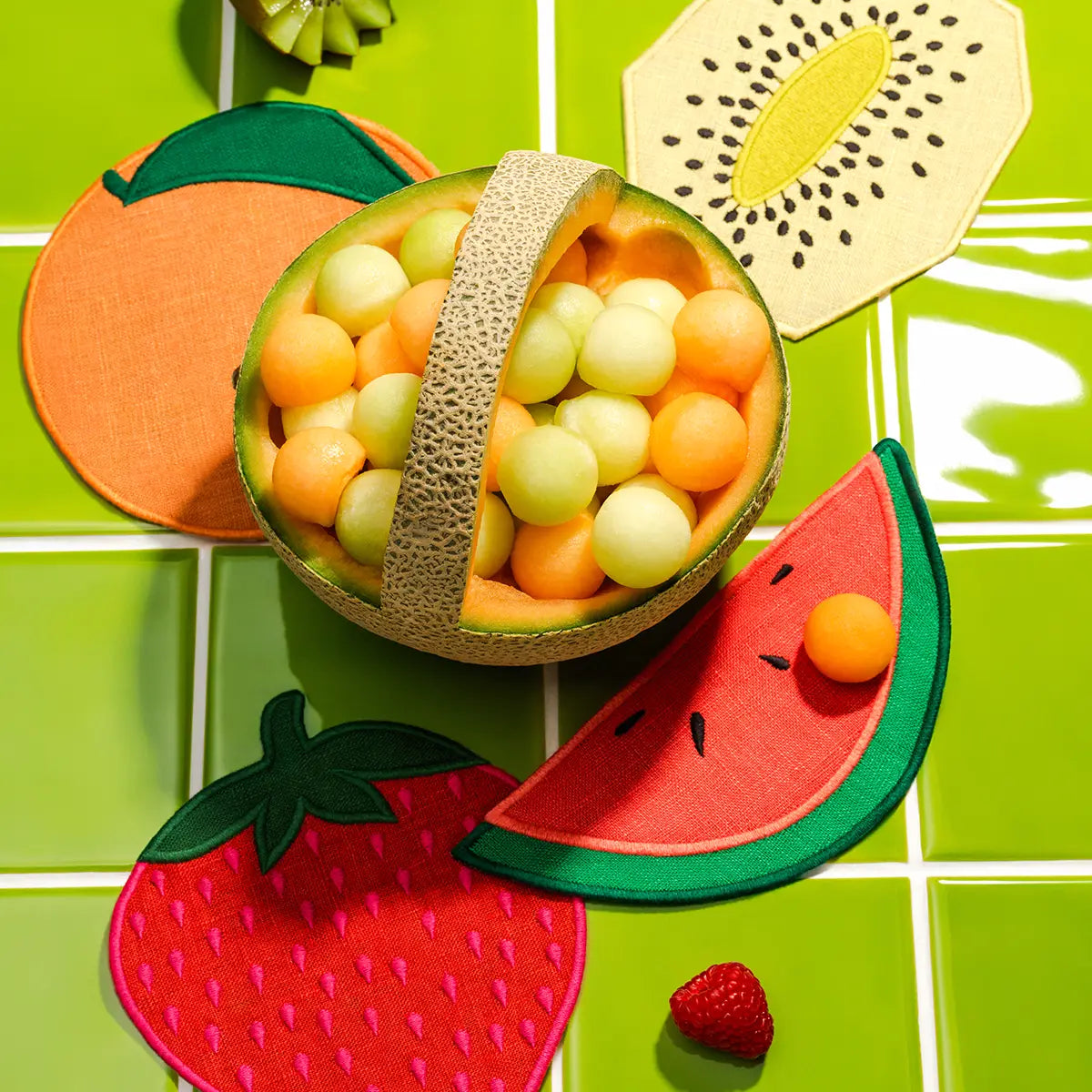Fruit Salad Coasters from Piecework - Set of 4