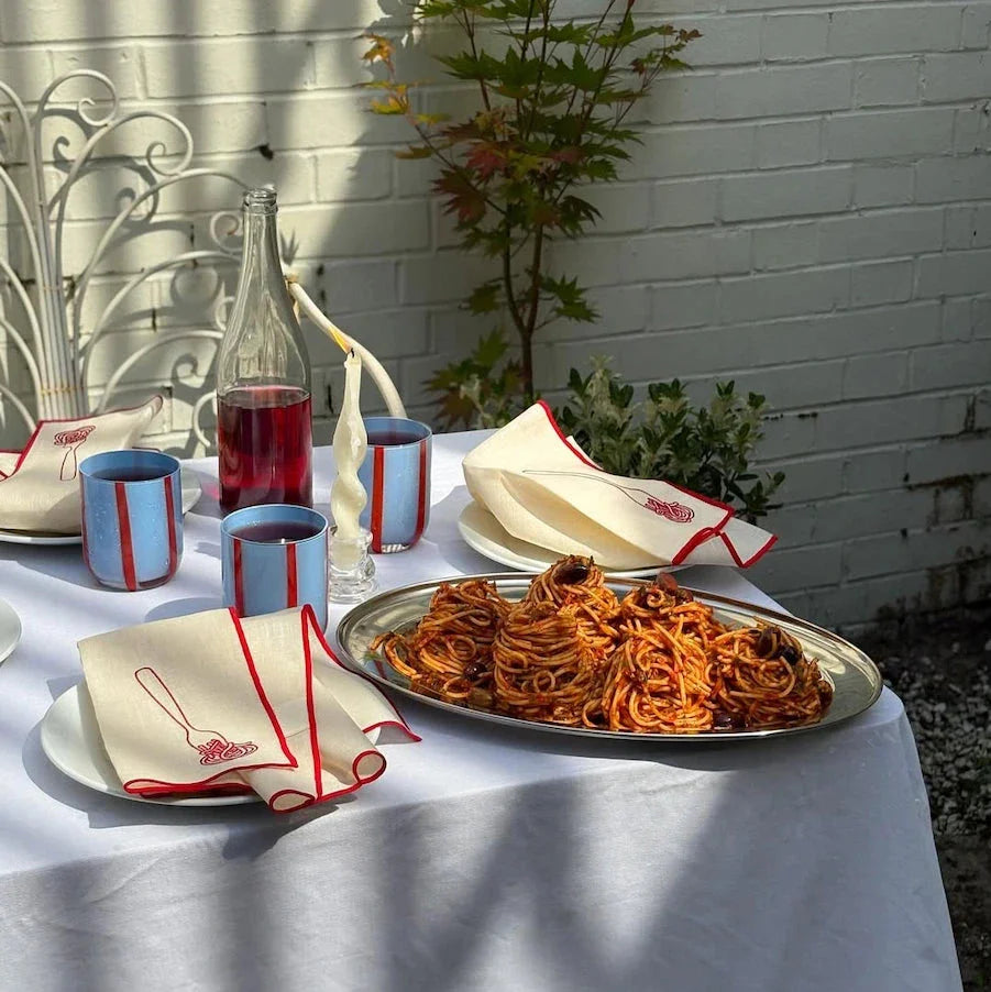 Linen Blend Napkins - Spaghetti (Set of 2)