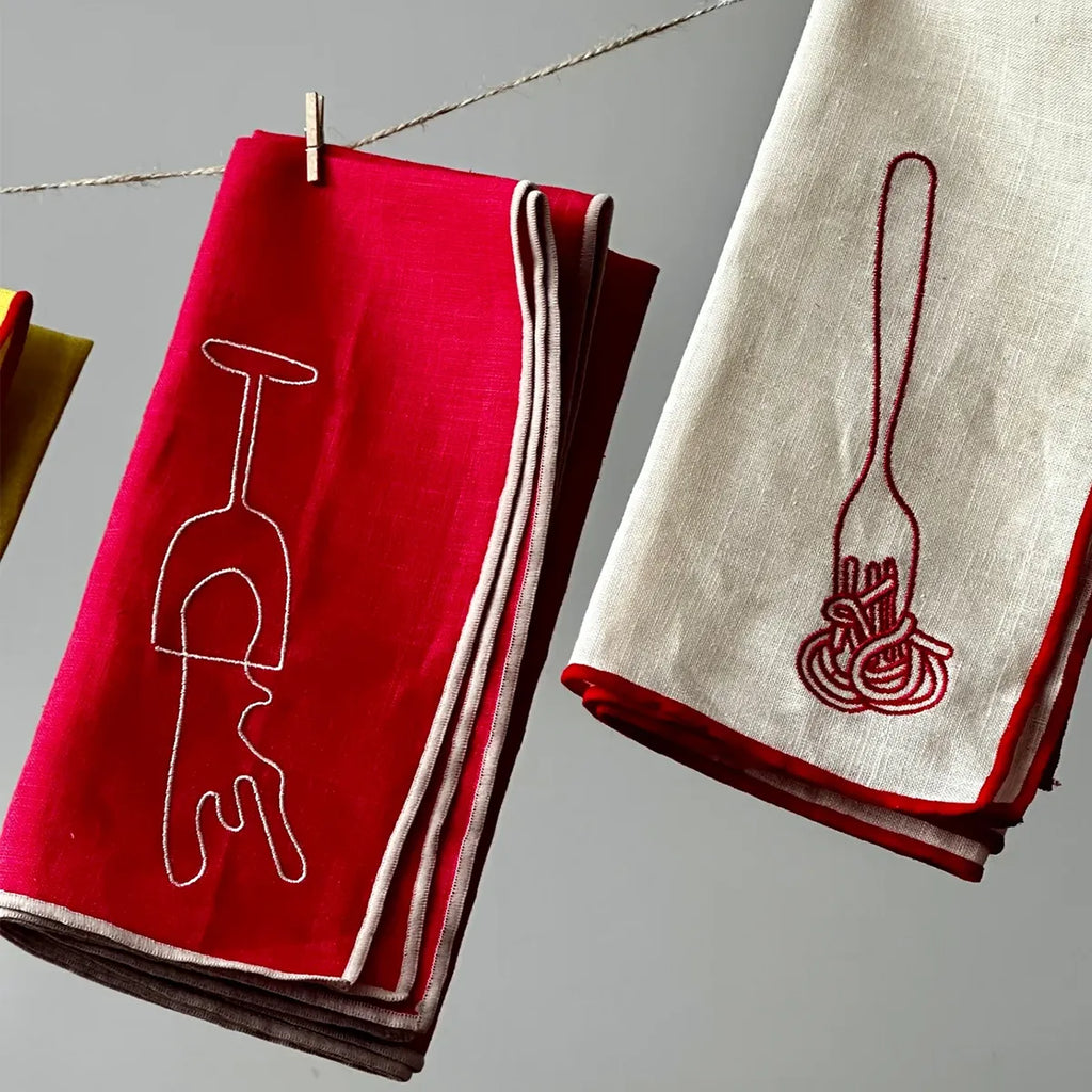 Linen Blend Napkins - Spaghetti (Set of 2)