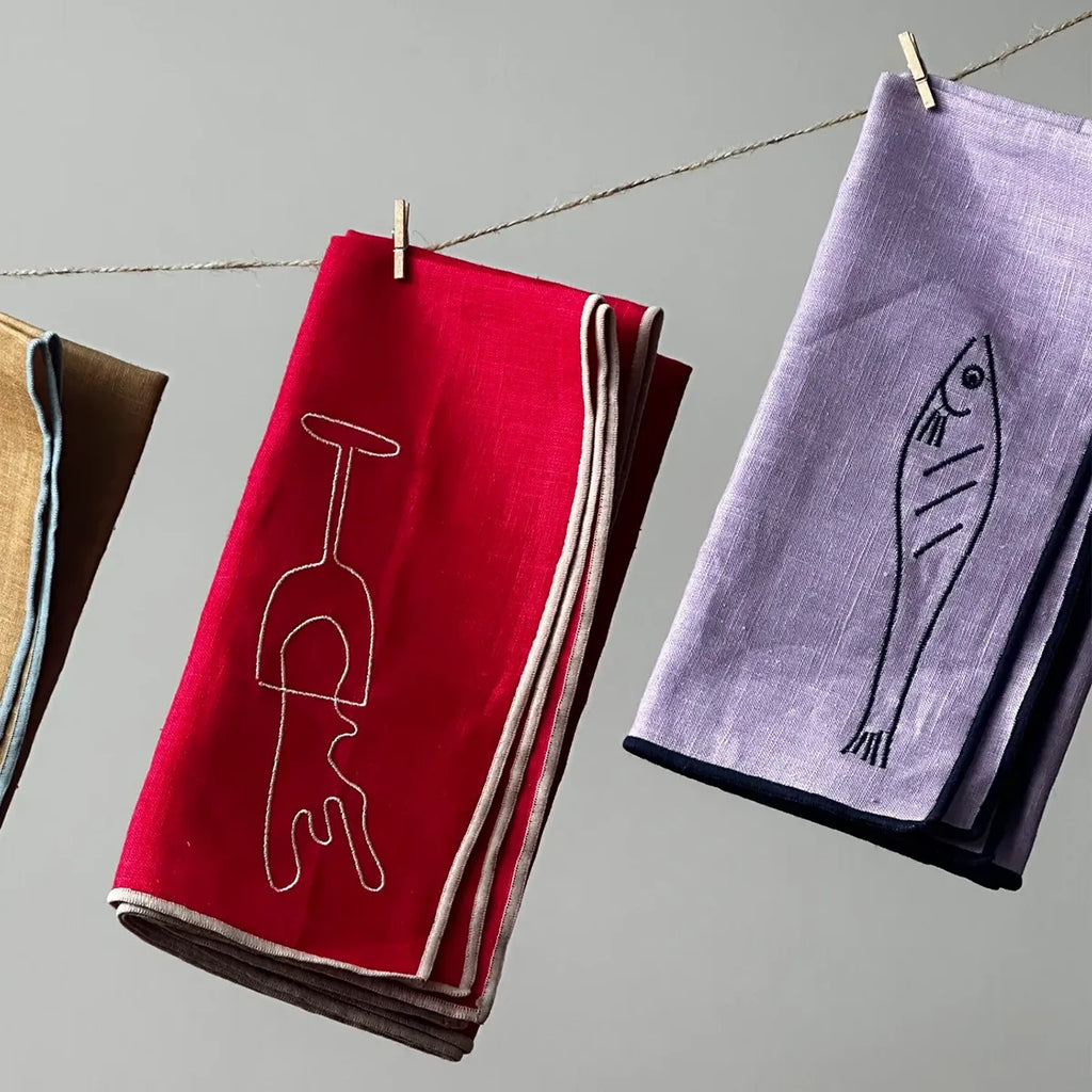 Linen Blend Napkins - Fish (Set of 2)